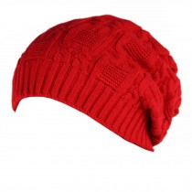 Trendy Winter Warm Cap Chunky Soft Villus Cap Knit Hat Slouchy Beanie  Red