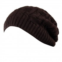 Trendy Winter Warm Cap Chunky Soft Villus Cap Knit Hat Slouchy Beanie  Coffee