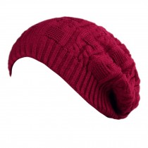 Trendy Winter Warm Cap Chunky Soft Villus Cap Knit Hat Slouchy Beanie  Claret