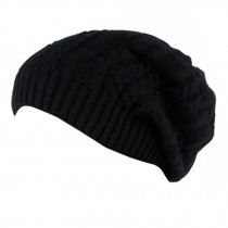 Trendy Winter Warm Cap Chunky Soft Villus Cap Knit Hat Slouchy Beanie  Black