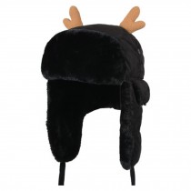 Lovely Antler Warm Earflaps Hat Beanie Hat Winter Soft Villus Cap Best Gift D