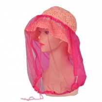 Elastic Insect Head Net Mesh Cover Face Mask Anti Mosquito/Bug/Bee - Rose Red