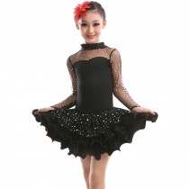 Little Girls' Tutu Dress Latin Dress Party Dresses Long Sleeve 110cm Black
