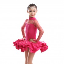 Little Girls' Tutu Dress Latin Dress Party Dresses Long Sleeve 110cm Rose
