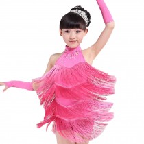 Little Girls' Tassel Tutu Dress Latin Dress Ballet Party Dresses 120cm Rose