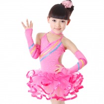 Little Girls' Backless Tutu Dress Latin Dress Ballet Party Dresses 120cm Rose