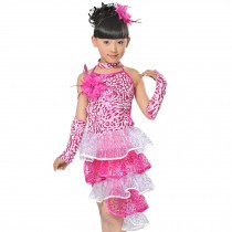 Little Girls' Camisole Backless Tutu Dress Latin Dress Party Dresses 120cm Rose