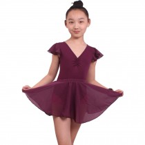 Little Girls' Backless Tutu Dress Latin Dress Ballet Dresses 120cm Deep Purple