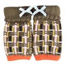 Women's/Girls Cute Winter Fingerless Knitted Gloves,Brown