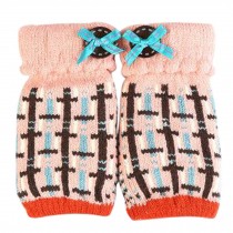 Women's/Girls Cute Winter Fingerless Knitted Gloves,Pink