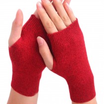 Unisex Outdoor Winter Soft Fingerless Gloves Warm Gloves,Red-black
