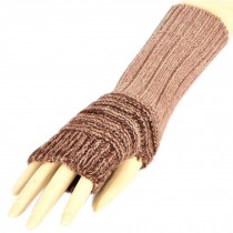 Women's/Girls Winter Fingerless Knitted Gloves Warm Gloves, Light Coffee