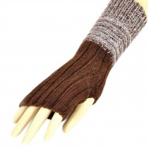 Women's/Girls Winter Fingerless Knitted Gloves Warm Gloves, Dark coffee