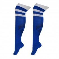 2 Pairs Children's Sport Athletic Sock Soccer Football Socks Blue (White Stripe)