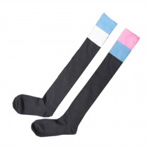 Knee High Socks Students Long Stockings Athletic Socks,Pink&Blue