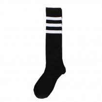 Three Stripes Knee High Socks Students Long Stockings Athletic Socks,Black