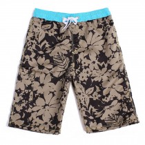 Men's Floral-print Shorts Boardshort Beach Shorts Pure Cotton Men Tide (F) XXL