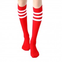 2 Pairs Soccer Socks Color Stripes Red