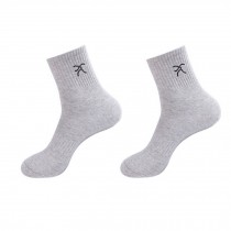 Men's Cotton Mid-calf Length Athletic Socks Gray 2 Pairs