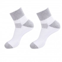 Set of 2 Pairs White Gray Men's Mid-calf Length Athletic Slipper Socks