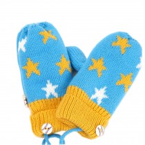 Kids' Double Layer Mittens Winter Gloves 1-4 Years,Yellow Stars, No.1
