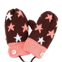 Kids' Soft Double Layer Mittens Winter Warm Gloves, Brown/ Pink,No.4