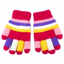 Lovely Mixed Color Double Layer Mittens Baby Hand Gloves, Rose Red