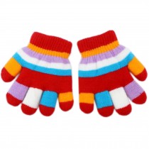 Lovely Mixed Color Double Layer Mittens Baby Hand Gloves, Red