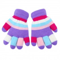 Lovely Mixed Color Double Layer Mittens Baby Hand Gloves, Purple