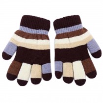Unisex Lovely Mixed Color Double Layer Mittens Baby Hand Gloves, Coffee