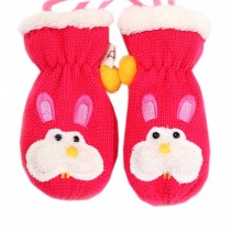 Winter Warm Mittens Gloves Baby Gloves for 1-4 Years Children, Rose Red Rabbit