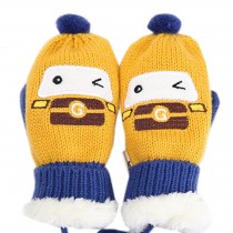 Winter Knitted Lined Mittens Hand Gloves For 1-4 Years Unisex Kids, Yellow Car