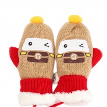 Kids' Khaki Car Double Layer Mittens (1-4 Years) Winter Hand Gloves 1 Pair