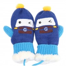 Winter Mittens Gloves Kintted Hand Gloves For 1-4 Years Baby, Deep Blue Car