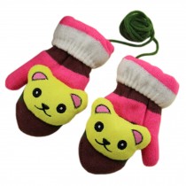 1 Pair Children's Winter Gloves Soft knitted&Warm Mittens (3-6 Years) Bear