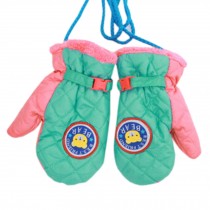 1 Pair Kids' Winter Gloves Warm Mittens Windproof Glove(2-6 Years) Pink/Green