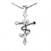 Personalised 12 Constellations Titanium Steel Necklace Pendant,Aries