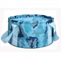 Oversize Collapsible Bucket Sports Camp Bucket Fish Bucket, 15L, Blue Camouflage