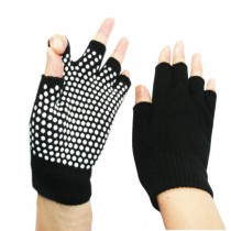 Fingerless Gloves, Non Slip Yoga Gloves For Women With White Dots, Black