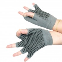 Fingerless Gloves, Non Slip Yoga Gloves For Women With Black Dots, Gray