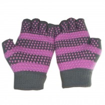 Fingerless Gloves, Non Slip Yoga Gloves For Women, Gray & Pink