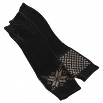 Fingerless Design Thumb Hole Knitted Long Gloves Black