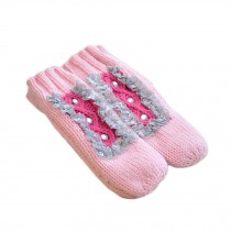 Lovely Thick Winter Wool Knitted Mittens Girl's Gloves (K )
