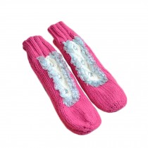Lovely Thick Winter Wool Knitted Mittens Girl's Gloves ( L )
