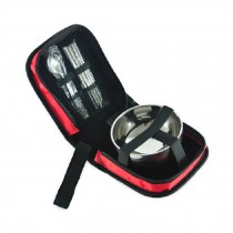 Camping Tableware Set Stainless Steel Spoon Bowl Chopsticks(Square Red Box)