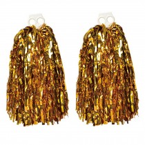 Set of 2 Bright Plastic Cheerleading Poms 100g, Gold