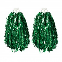 Set of 2 Bright Plastic Cheerleading Poms 100g, Green