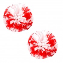 Set of 2 Plastic Ring Pom Matt Cheerleading Poms Red/White