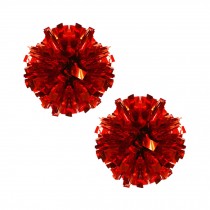 Set of 2 Plastic Ring Pom Metallic Cheerleading Poms 100g Red