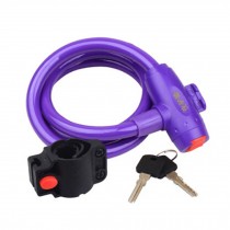 Security Lock Mountain/Road Bicycle Cable Locks With Keys Anti-theft Purple